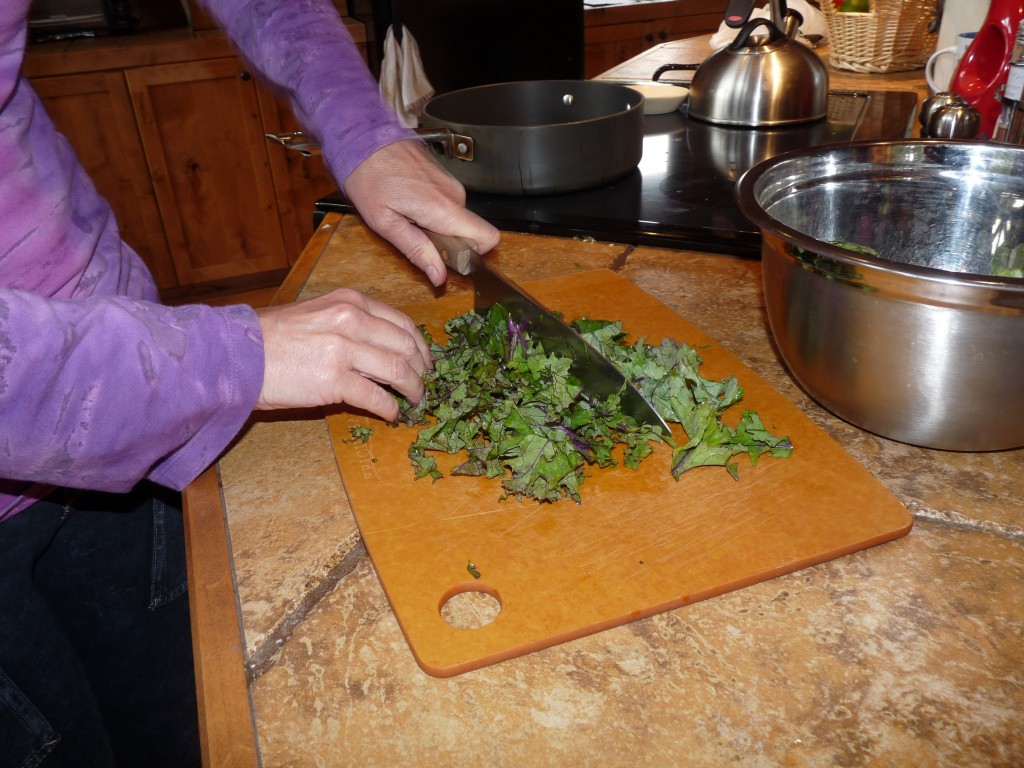 chop kale into bite size pieces