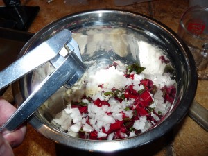 chard mixed with onions and garlic