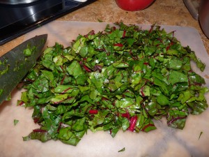 chop chard leaves