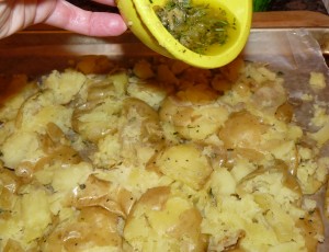 drizzle oil herbs over top