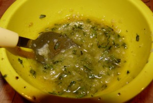 mix oil and herbs